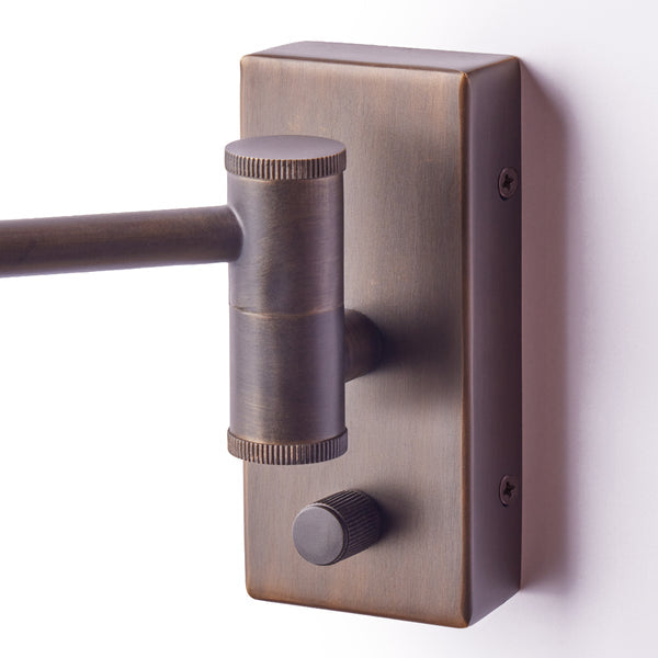 Pooky - Conrad Articulated Wall Light in Bronze with Brass Hood - Bronze and Brass