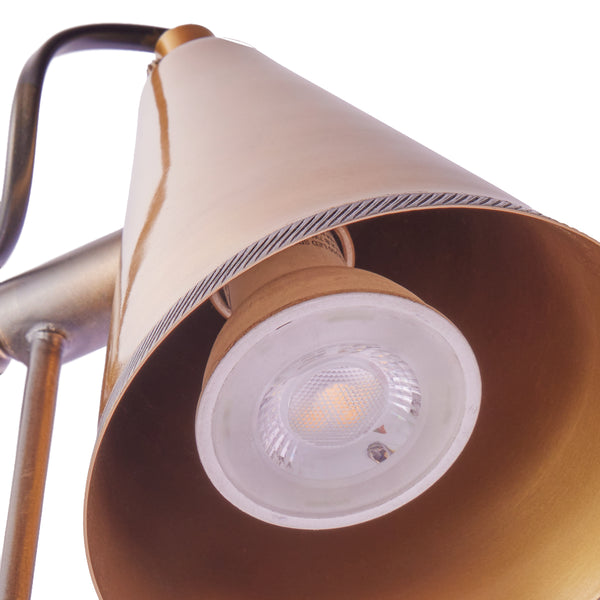 Pooky - Conrad Articulated Wall Light in Bronze with Brass Hood - Bronze and Brass