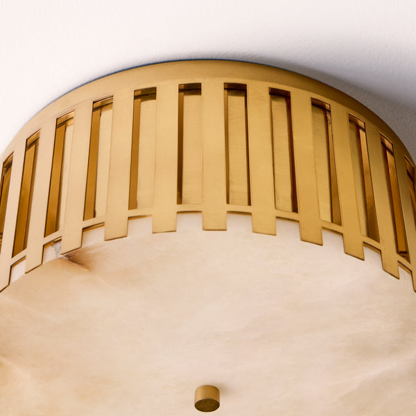 Pooky - Crenel Flush Ceiling Light - Alabaster and Brass