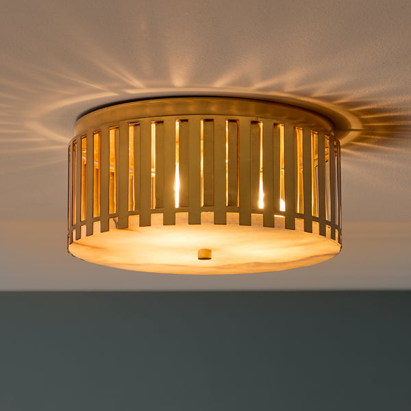 Pooky - Crenel Flush Ceiling Light - Alabaster and Brass