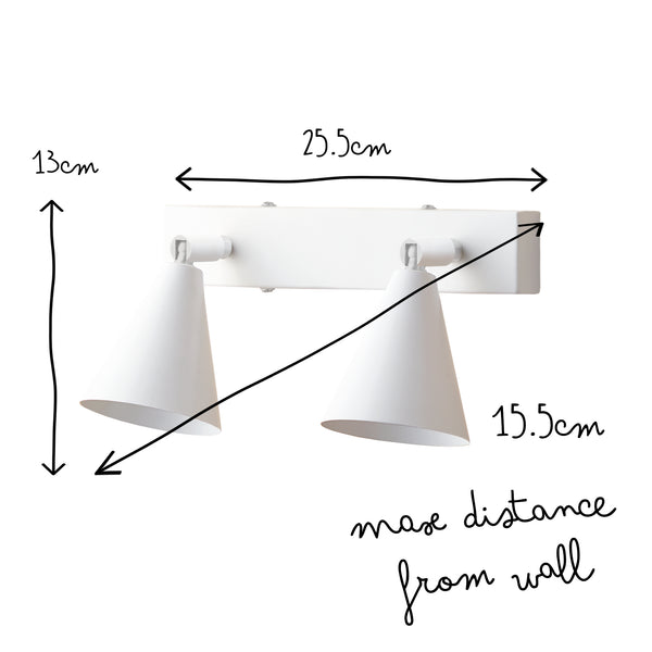 Pooky - Crick Double Wall Spotlight - Paintable Finish