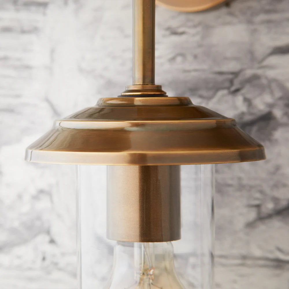 Pooky Curlew IP44 Wall Light in Antique Brass