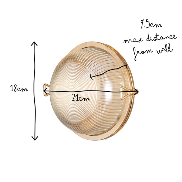 Pooky - Hardy Ip67 Round Bulkhead Wall Light - Unlacquered Natural Brass