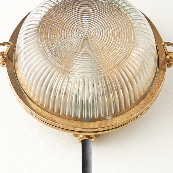 Pooky - Hardy Ip67 Round Bulkhead Wall Light - Unlacquered Natural Brass