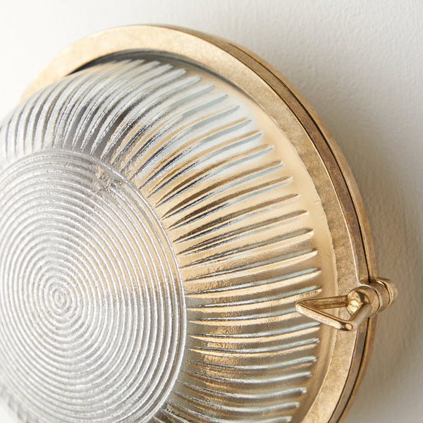 Pooky - Hardy Ip67 Round Bulkhead Wall Light - Unlacquered Natural Brass
