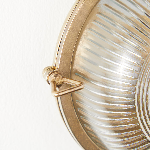 Pooky - Hardy Ip67 Round Bulkhead Wall Light - Unlacquered Natural Brass