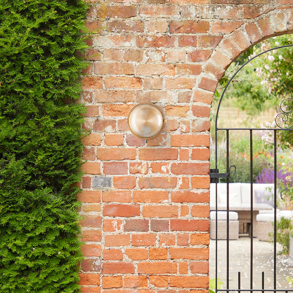 Pooky - Hardy Ip67 Round Bulkhead Wall Light - Unlacquered Natural Brass