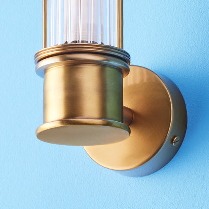 Pooky Hunter IP44 wall light in brass and glass