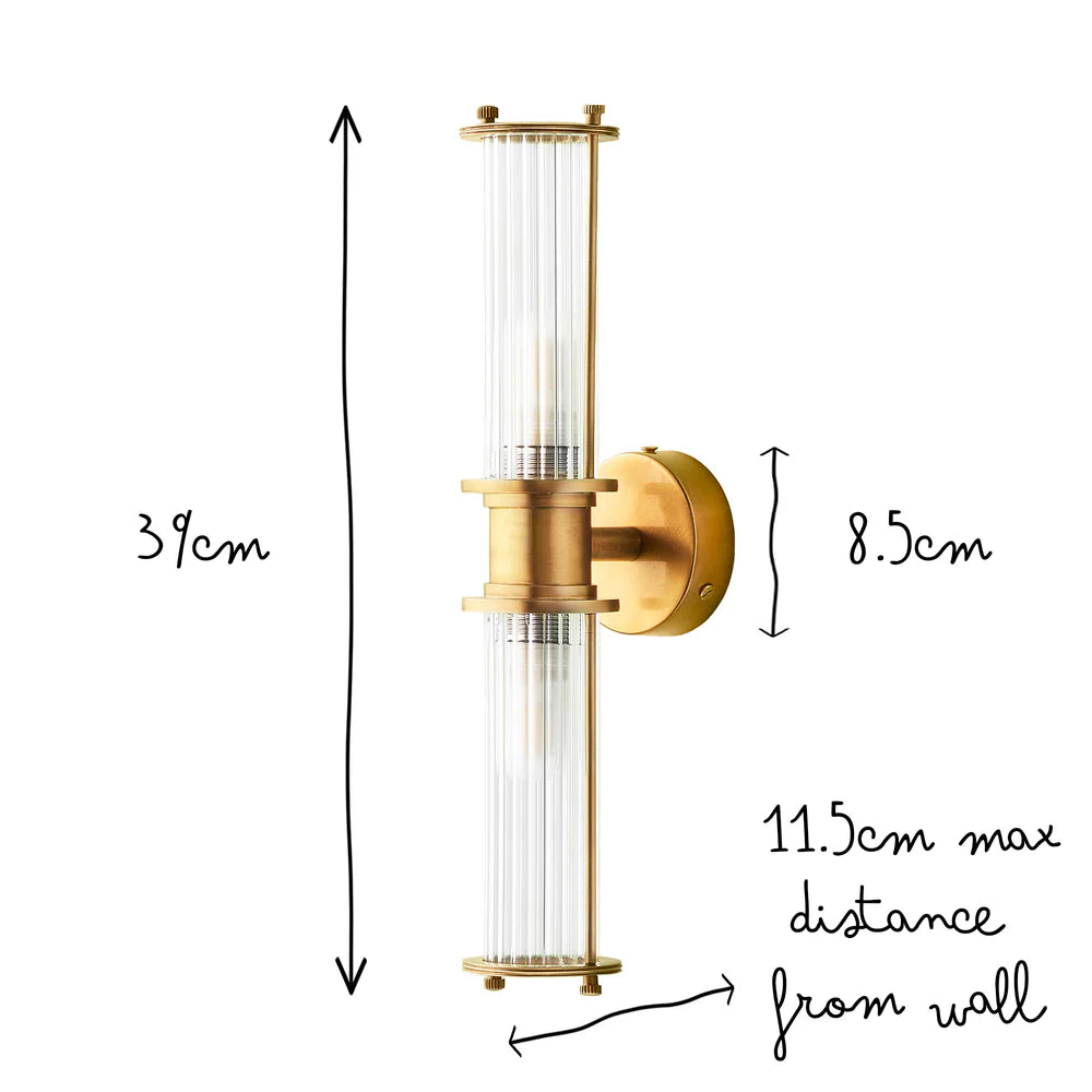 Pooky Hunter IP44 wall light in brass and glass