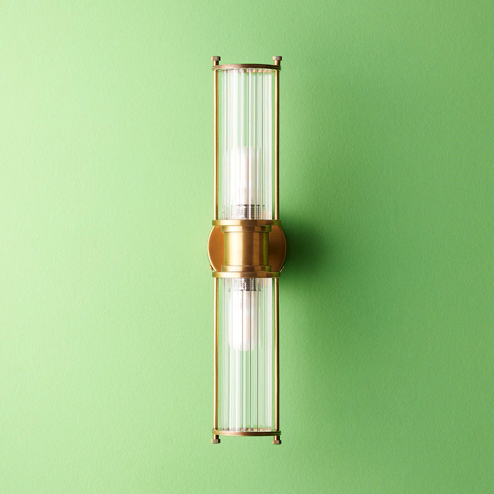 Pooky Hunter IP44 wall light in brass and glass