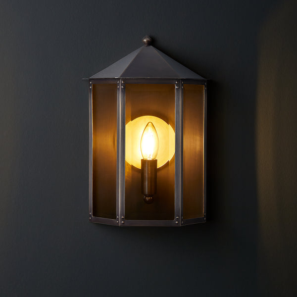 Pooky - St Ives Ip44 Exterior Wall Light - Brass Reflector - Bronze
