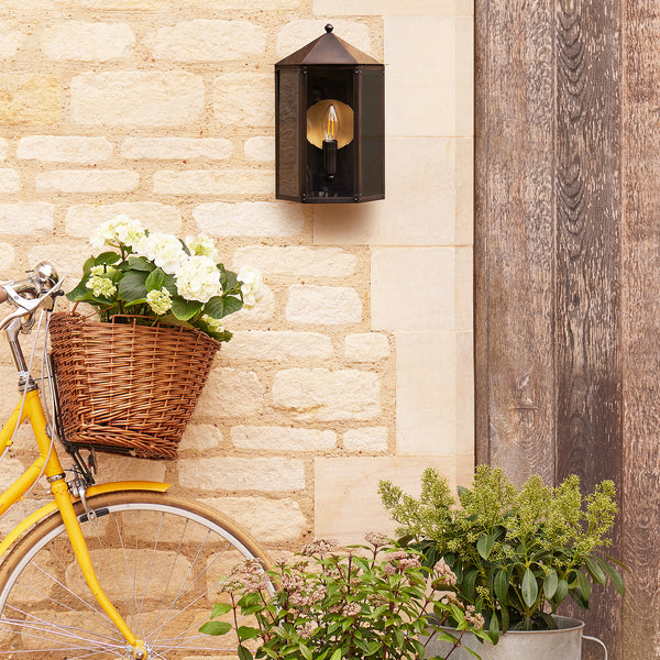 Pooky - St Ives Ip44 Exterior Wall Light - Brass Reflector - Bronze