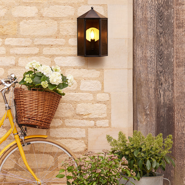 Pooky - St Ives Ip44 Exterior Wall Light - Brass Reflector - Bronze