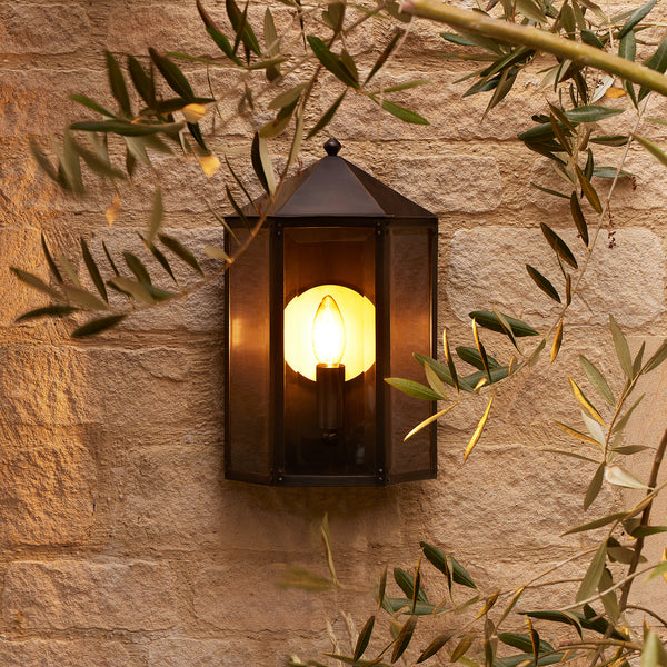 Pooky - St Ives Ip44 Exterior Wall Light - Brass Reflector - Bronze