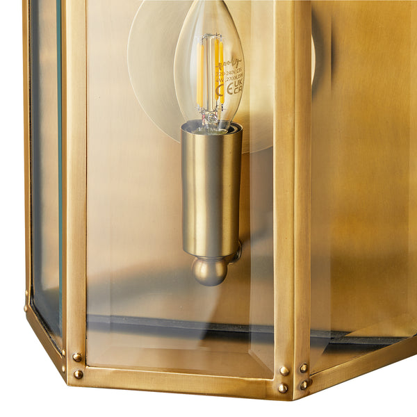 Pooky - St Ives Ip44 Exterior Wall Light - Brass Reflector - Antique Brass