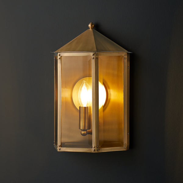 Pooky - St Ives Ip44 Exterior Wall Light - Brass Reflector - Antique Brass
