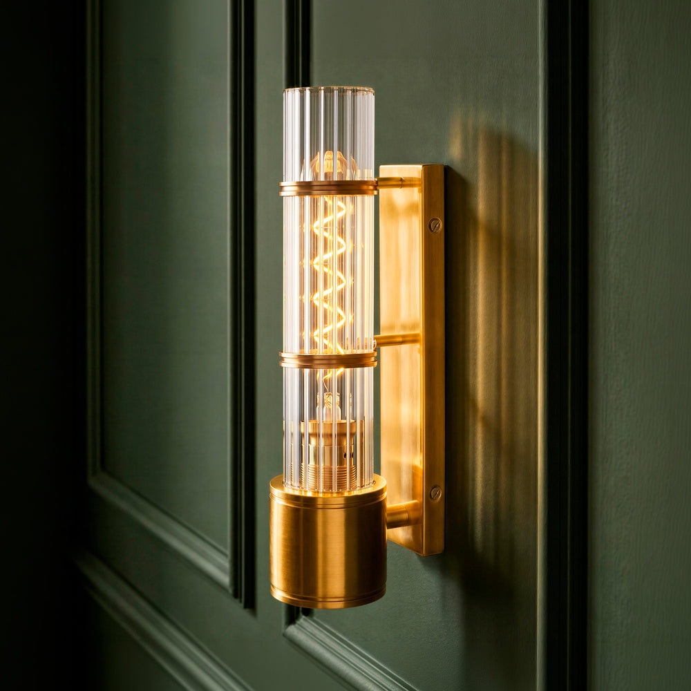 Pooky - Jet Wall Light - Brass and Clear Glass
