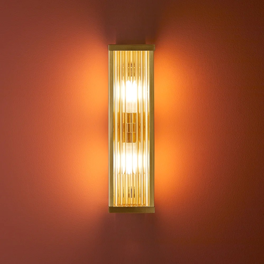 Pooky Liddle IP44 wall light with glass rods and frosted glass sides