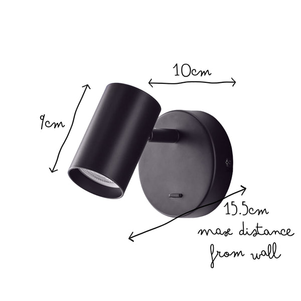 Pooky - Lewis single Wall Light - Black - With switch