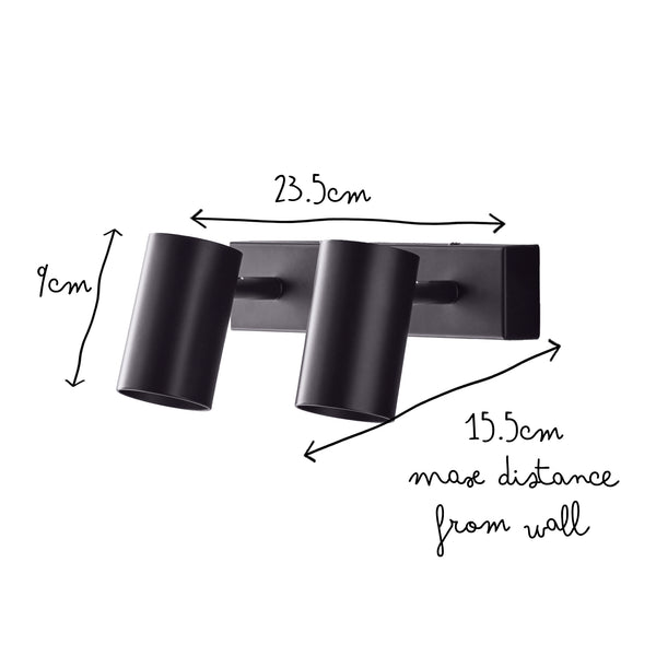 Pooky - Lewis Double Wall Spotlight - Black