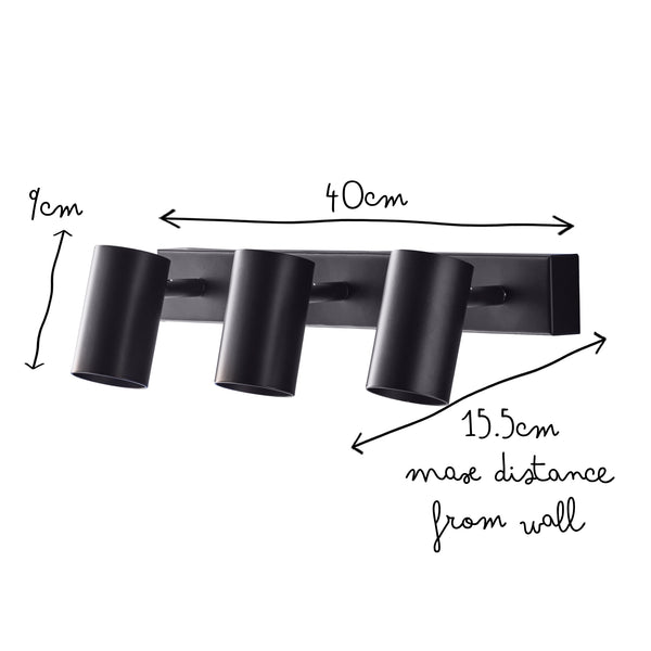 Pooky - Lewis Triple Wall Spotlight - Black
