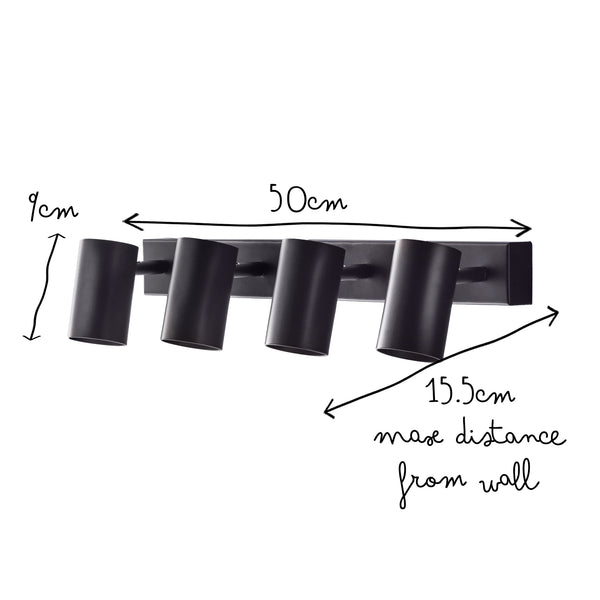 Pooky - Lewis Quadruple Wall Spotlight - Black