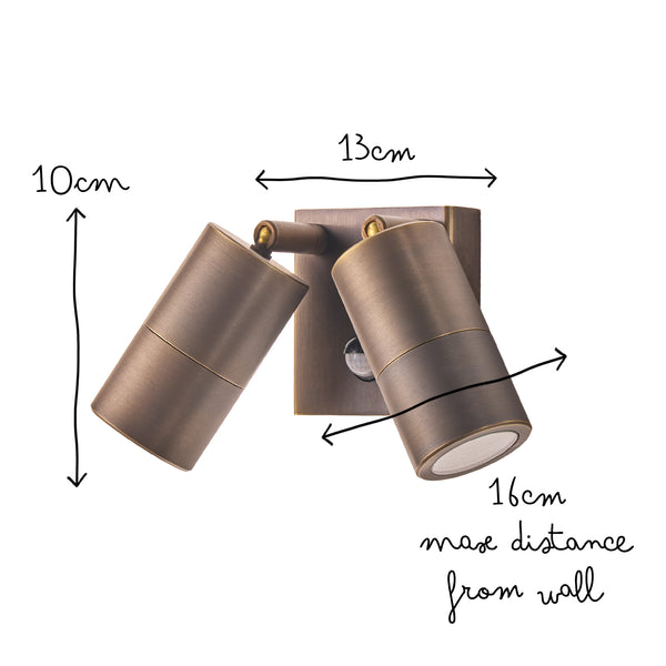 Pooky - Motion Sensor Double Portreath Ip65 Adjustable Pillar Light - Bronze