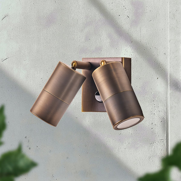 Pooky - Motion Sensor Double Portreath Ip65 Adjustable Pillar Light - Bronze