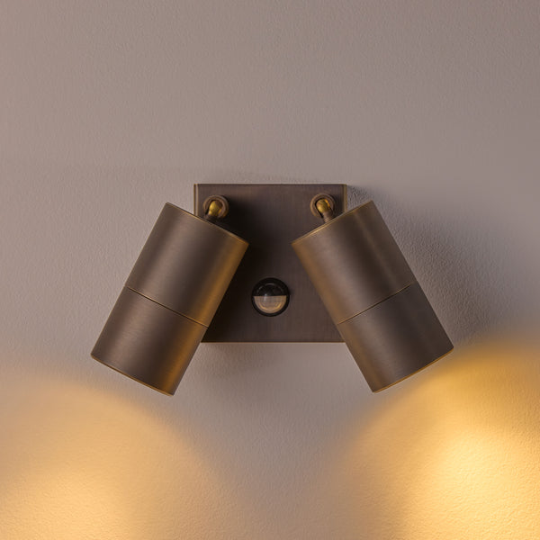 Pooky - Motion Sensor Double Portreath Ip65 Adjustable Pillar Light - Bronze