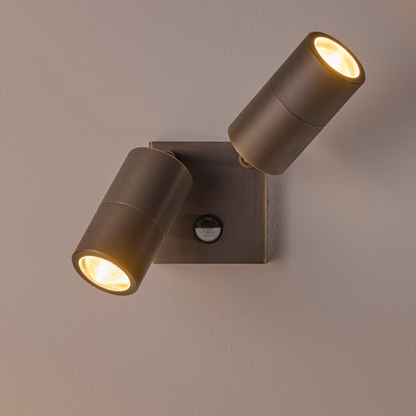 Pooky - Motion Sensor Double Portreath Ip65 Adjustable Pillar Light - Bronze