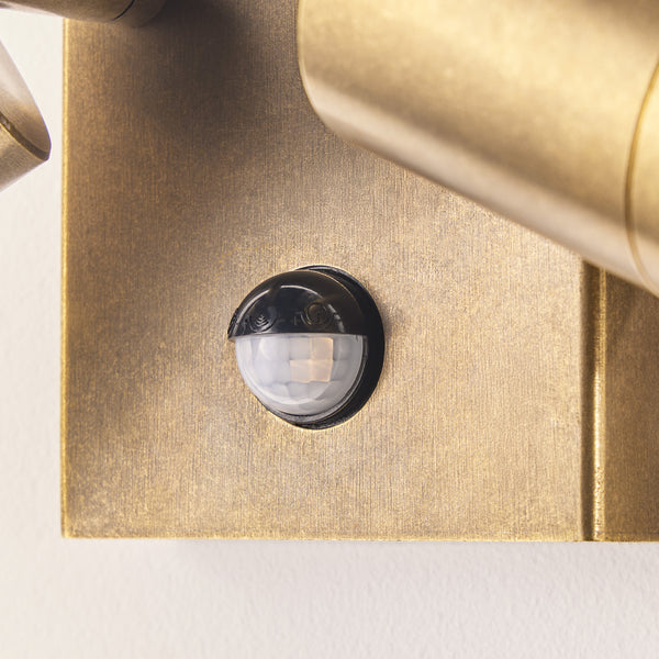 Pooky - Motion Sensor Double Portreath Ip65 Adjustable Pillar Light - Aged Brass