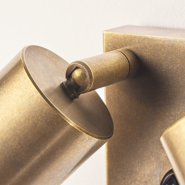 Pooky - Motion Sensor Double Portreath Ip65 Adjustable Pillar Light - Aged Brass