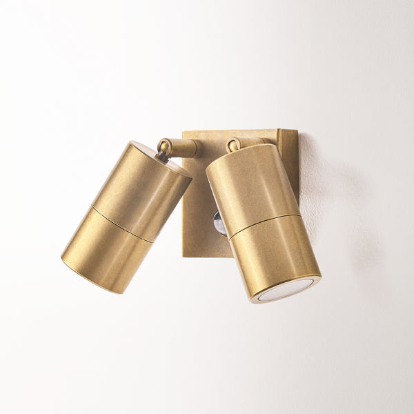Pooky - Motion Sensor Double Portreath Ip65 Adjustable Pillar Light - Aged Brass