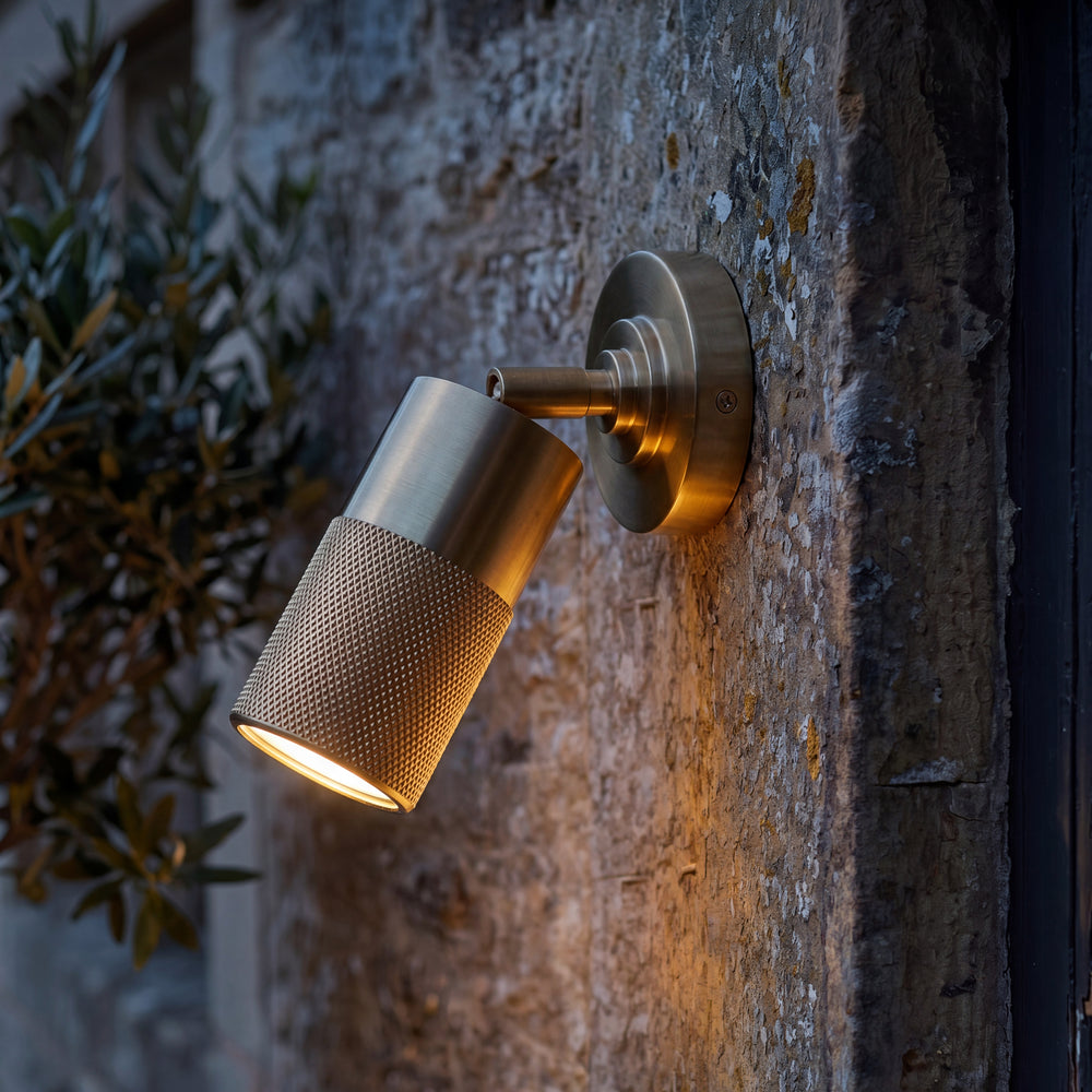 Pooky - Adjustable Portreath IP65 Wall Light - Knurled Brass