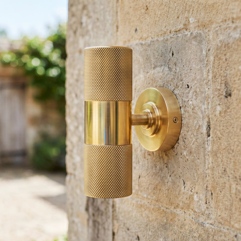 Pooky - Up and Down Portreath IP65 Wall Light - Knurled Brass