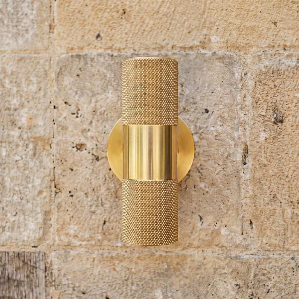 Pooky - Up and Down Portreath IP65 Wall Light - Knurled Brass
