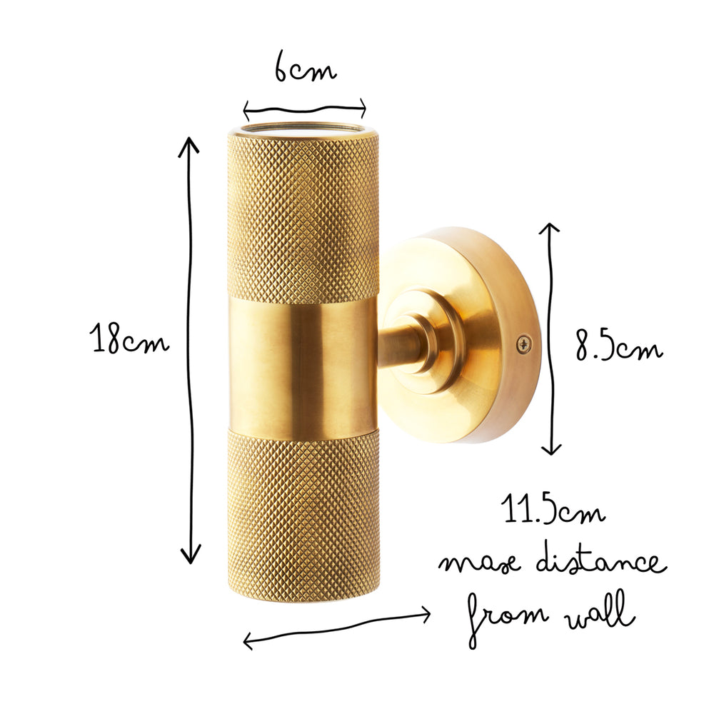 Pooky - Up and Down Portreath IP65 Wall Light - Knurled Brass