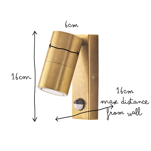 Pooky - Motion Sensor Portreath Ip65 Adjustable Pillar Light - Aged Brass