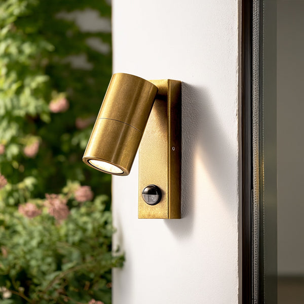 Pooky - Motion Sensor Portreath Ip65 Adjustable Pillar Light - Aged Brass