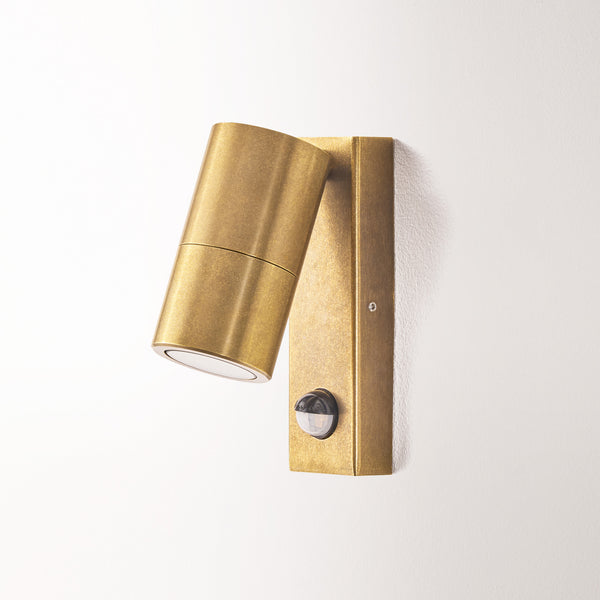 Pooky - Motion Sensor Portreath Ip65 Adjustable Pillar Light - Aged Brass