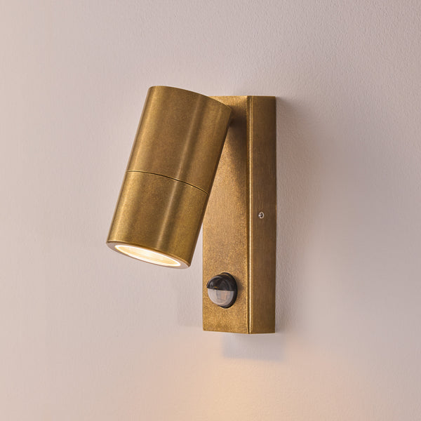 Pooky - Motion Sensor Portreath Ip65 Adjustable Pillar Light - Aged Brass