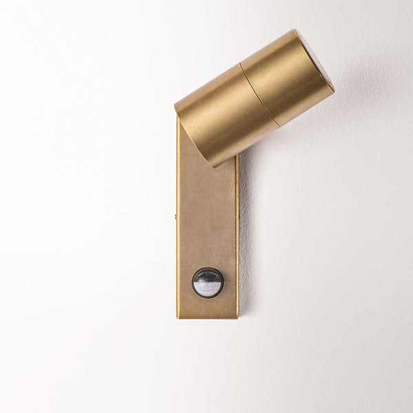 Pooky - Motion Sensor Portreath Ip65 Adjustable Pillar Light - Aged Brass