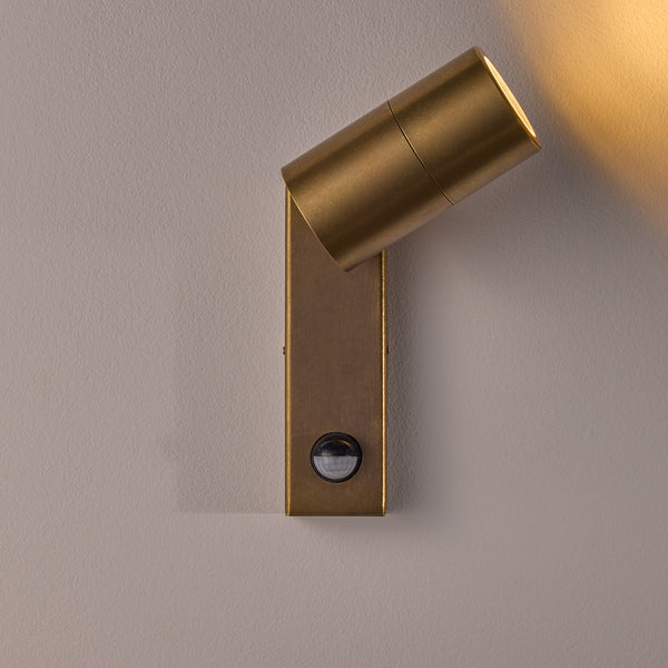 Pooky - Motion Sensor Portreath Ip65 Adjustable Pillar Light - Aged Brass