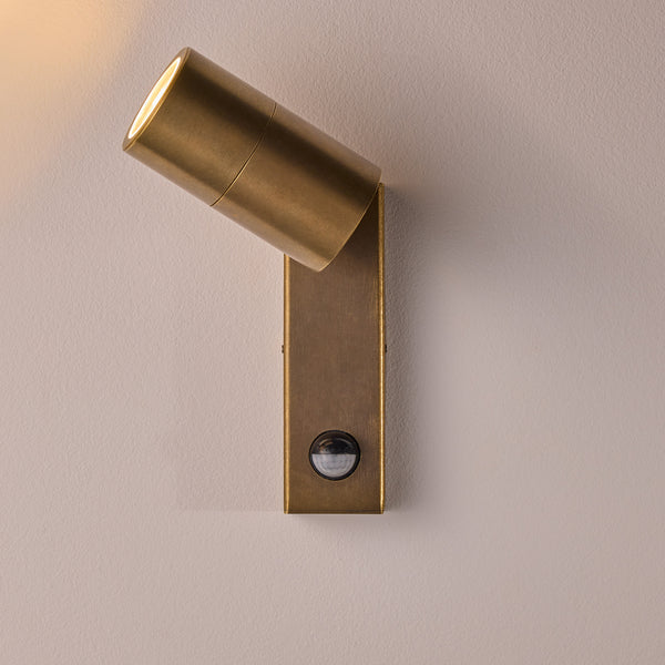 Pooky - Motion Sensor Portreath Ip65 Adjustable Pillar Light - Aged Brass