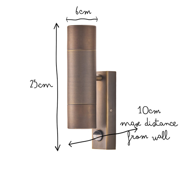 Pooky - Motion Sensor Portreath Up And Down Ip65 Pillar Light - Bronze