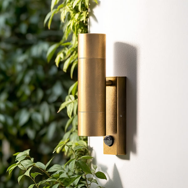 Pooky - Motion Sensor Portreath Up And Down Ip65 Pillar Light - Brass