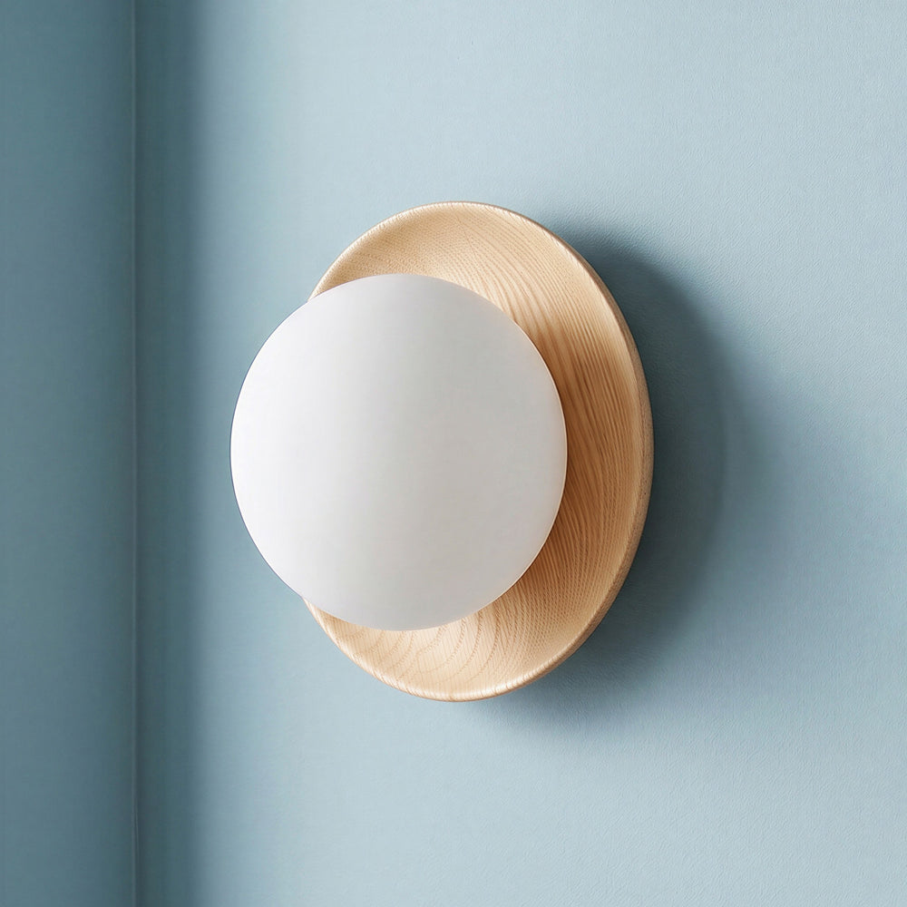 Pooky - Rondel Wall Light - Natural Wood