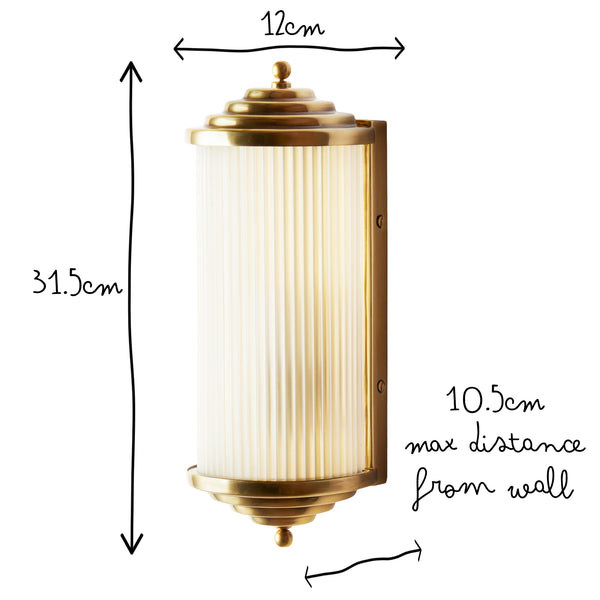 Pooky - Deco Baby Roddy ip44 Rated Wall Light - Brass and Frosted Glass