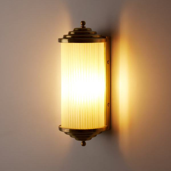 Pooky - Deco Baby Roddy ip44 Rated Wall Light - Brass and Frosted Glass