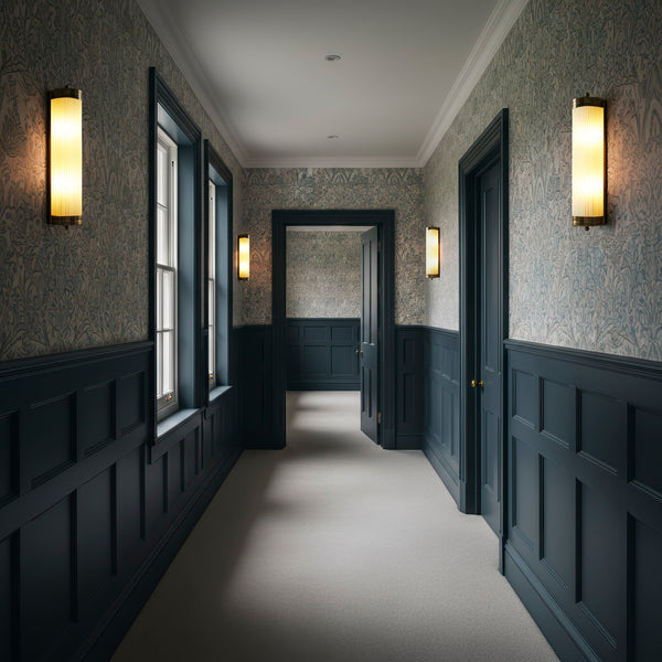 Pooky - Long Roddy ip44 Wall Light - Brass and Frosted Glass